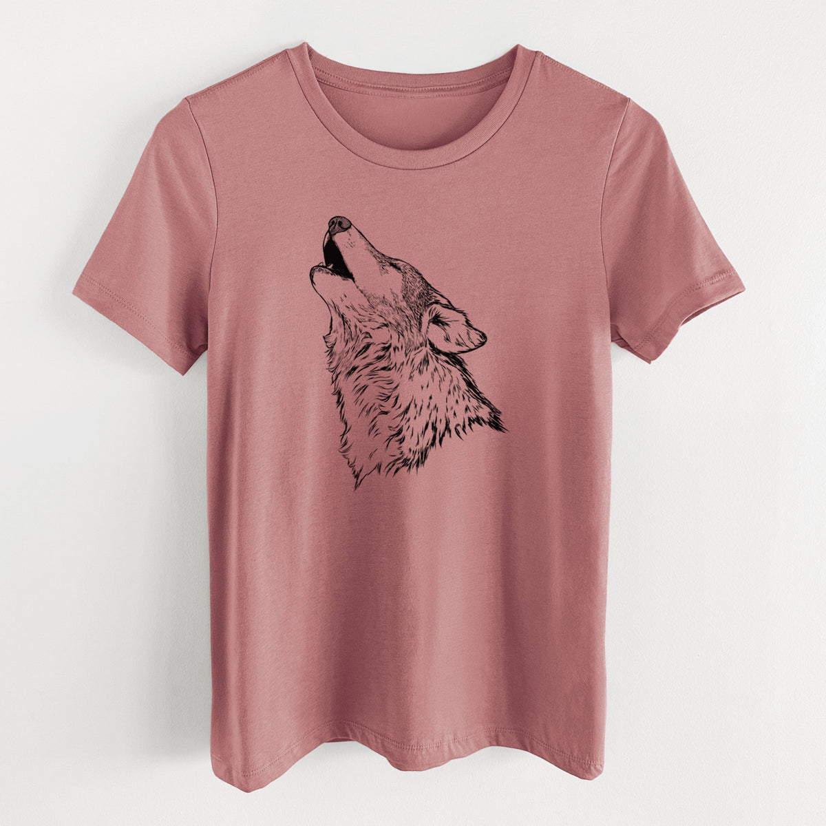Canis lupus - Grey Wolf Howling - Women's Lightweight Relaxed Fit 100% Cotton Crewneck