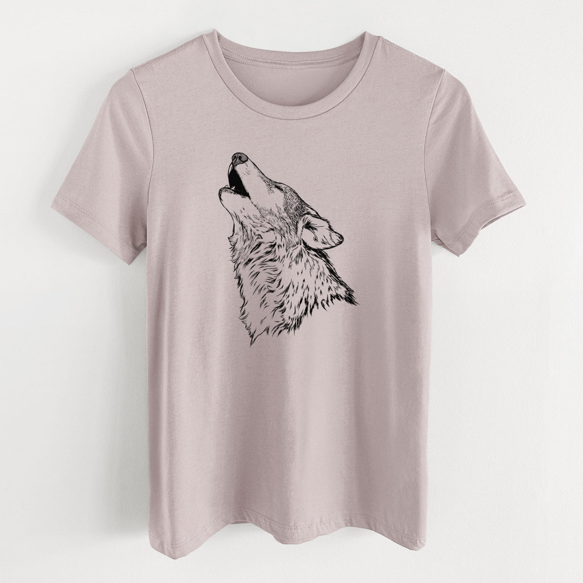 Canis lupus - Grey Wolf Howling - Women's Lightweight Relaxed Fit 100% Cotton Crewneck