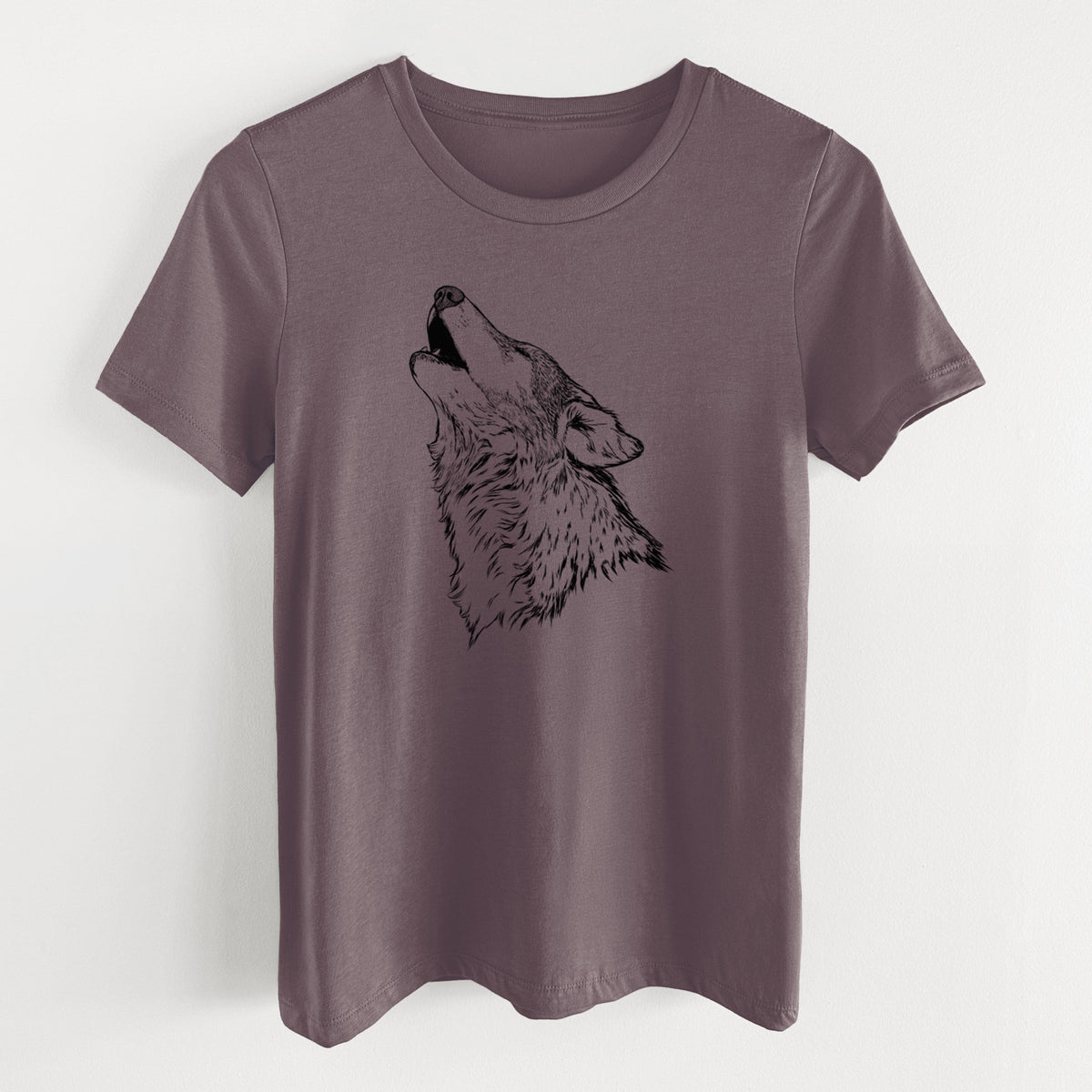 Canis lupus - Grey Wolf Howling - Women's Lightweight Relaxed Fit 100% Cotton Crewneck