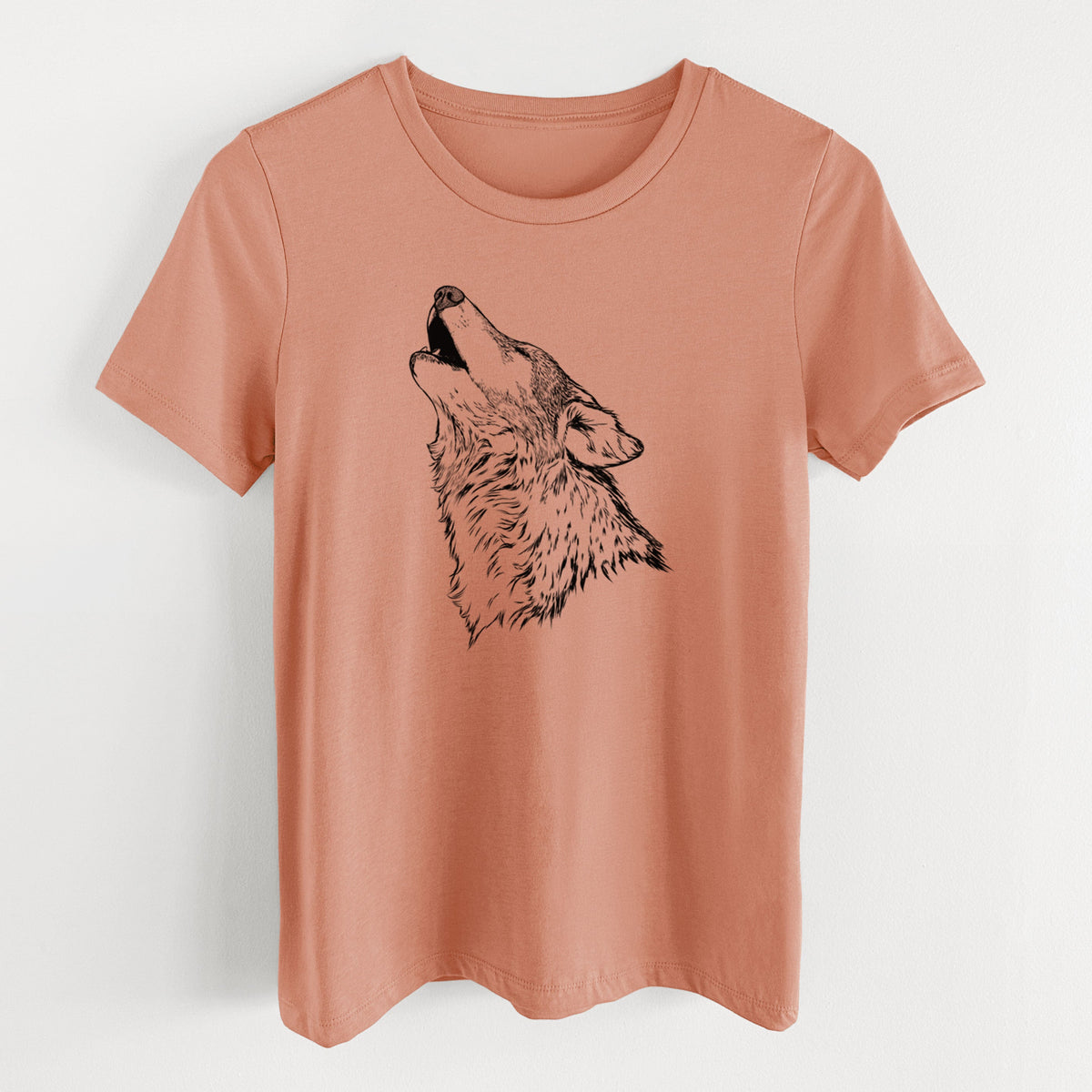 Canis lupus - Grey Wolf Howling - Women's Lightweight Relaxed Fit 100% Cotton Crewneck