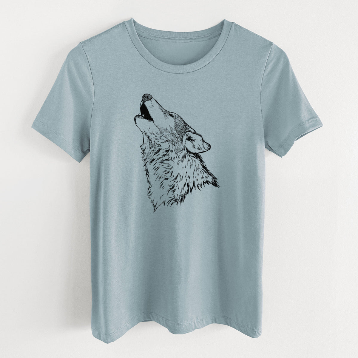 Canis lupus - Grey Wolf Howling - Women's Lightweight Relaxed Fit 100% Cotton Crewneck
