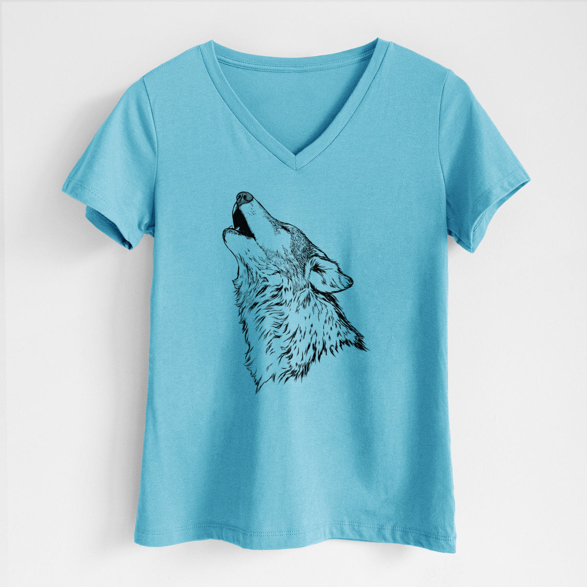 Canis lupus - Grey Wolf Howling - Women's Lightweight Relaxed Fit 100% Cotton V-neck