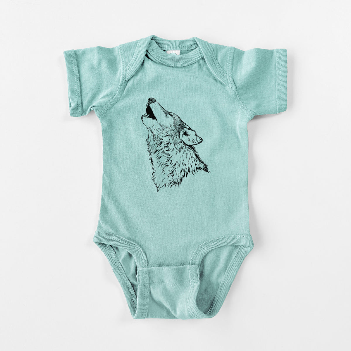 Canis lupus - Grey Wolf Howling - Baby Fine Jersey Bodysuit