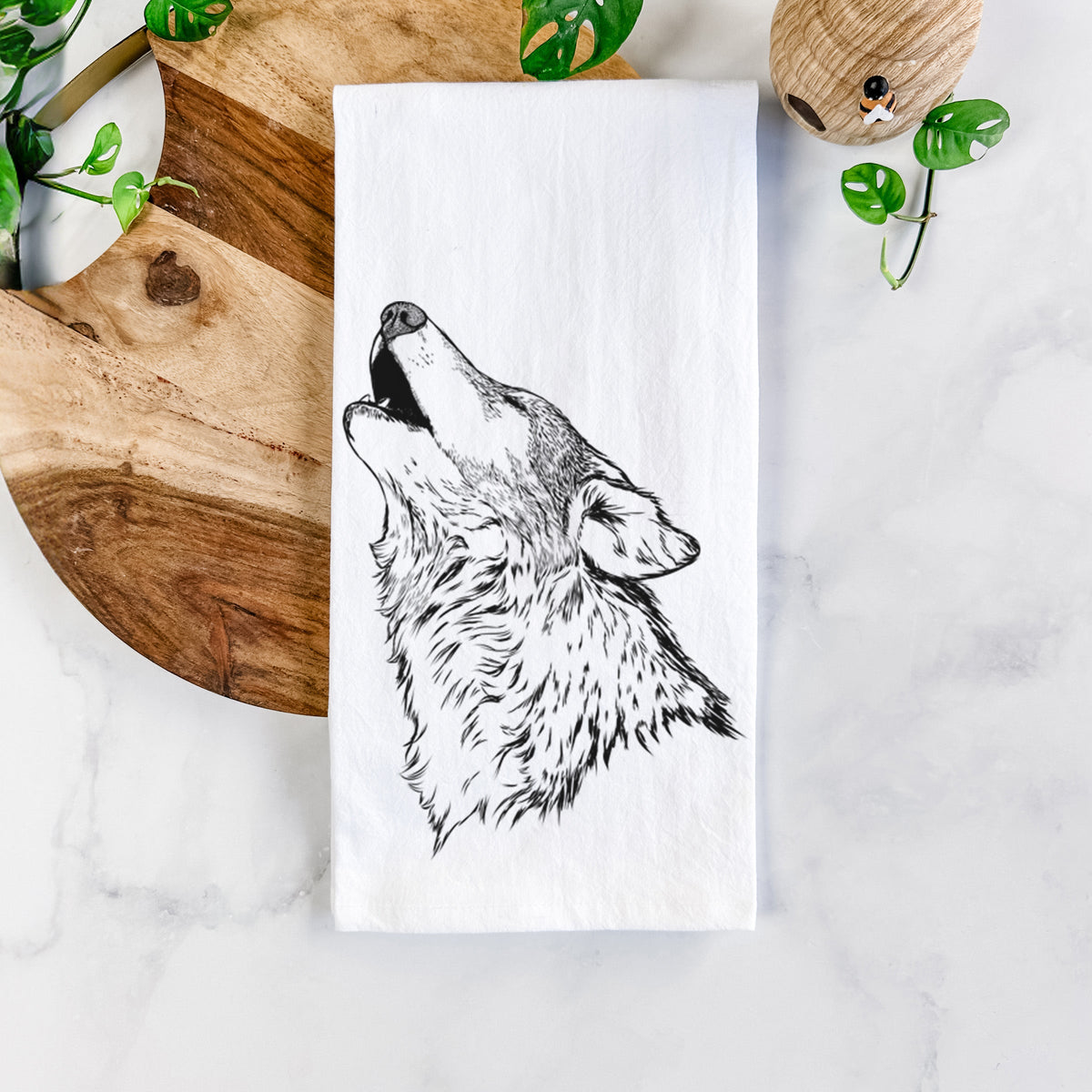 Canis lupus - Grey Wolf Howling Tea Towel
