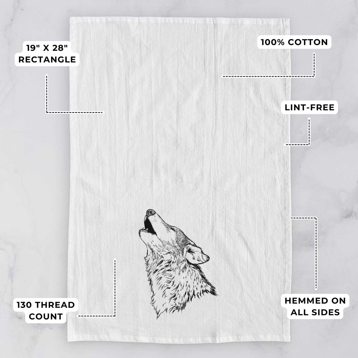 Canis lupus - Grey Wolf Howling Tea Towel