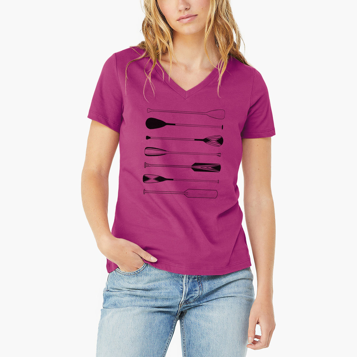 Canoe Paddles - Women's Lightweight Relaxed Fit 100% Cotton V-neck