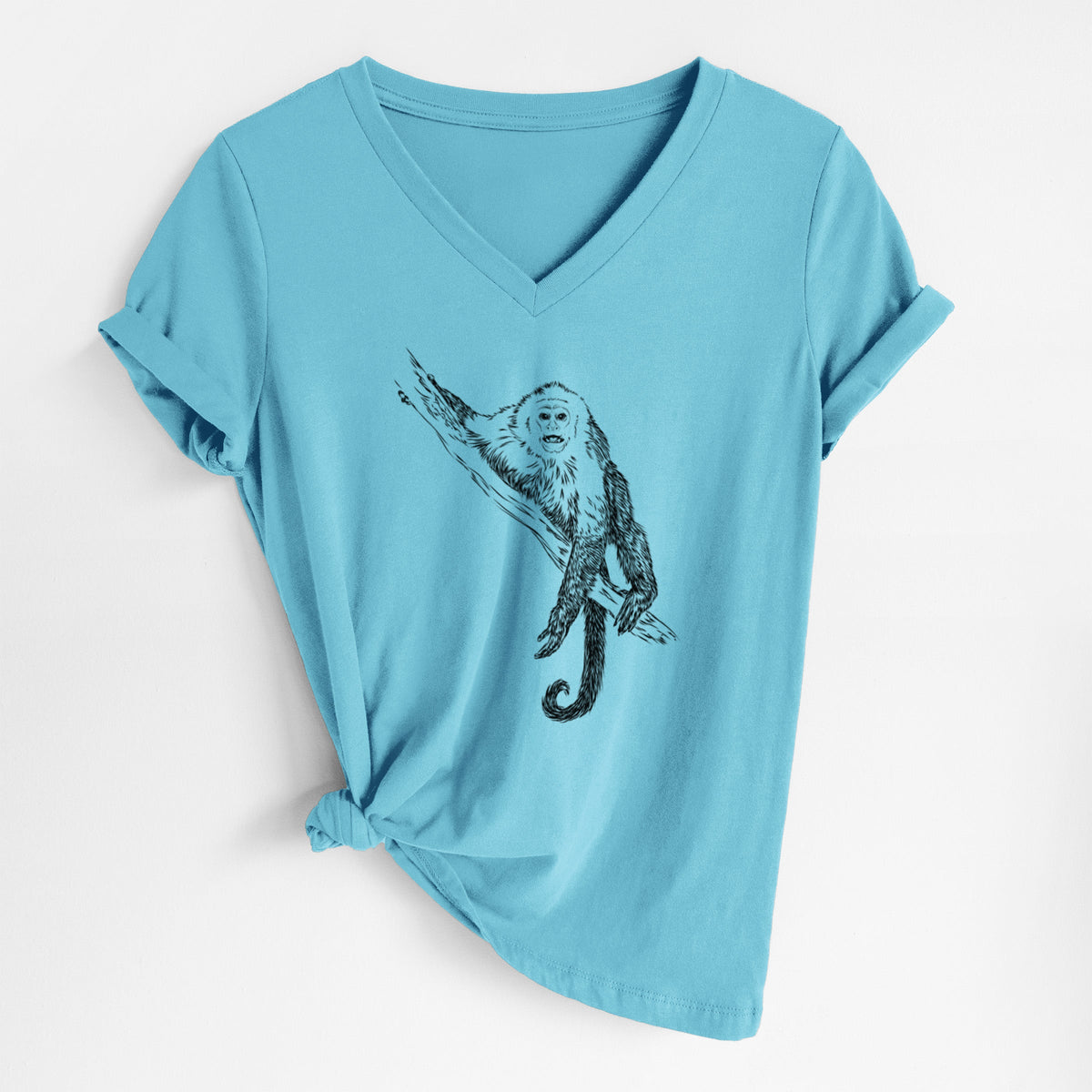 Capuchin Monkey - Cebus imitator - Women's Lightweight Relaxed Fit 100% Cotton V-neck