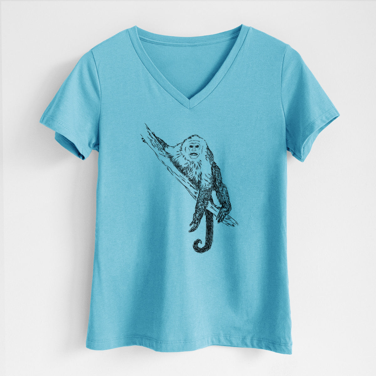Capuchin Monkey - Cebus imitator - Women's Lightweight Relaxed Fit 100% Cotton V-neck