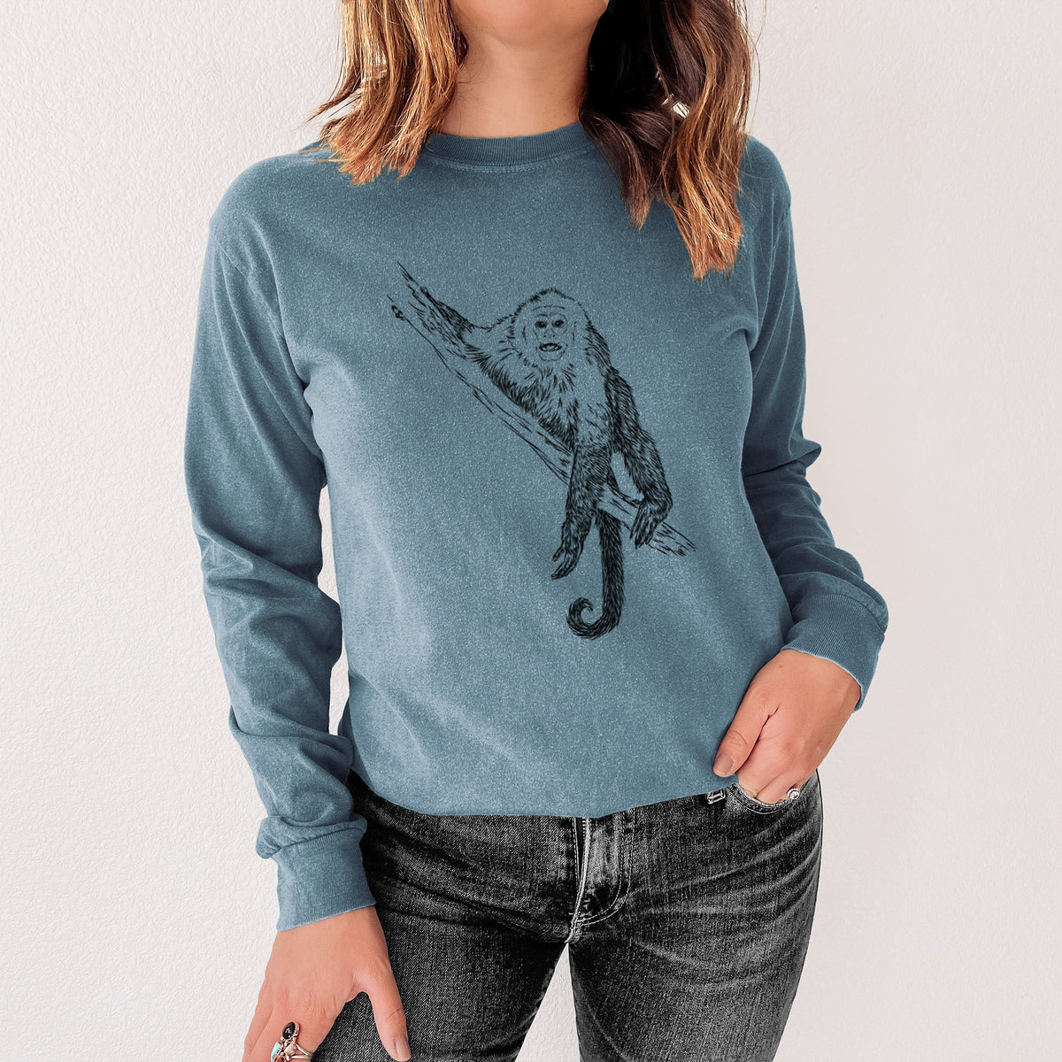 Capuchin Monkey - Cebus imitator - Unisex Comfort Colors 100% Cotton Long Sleeve