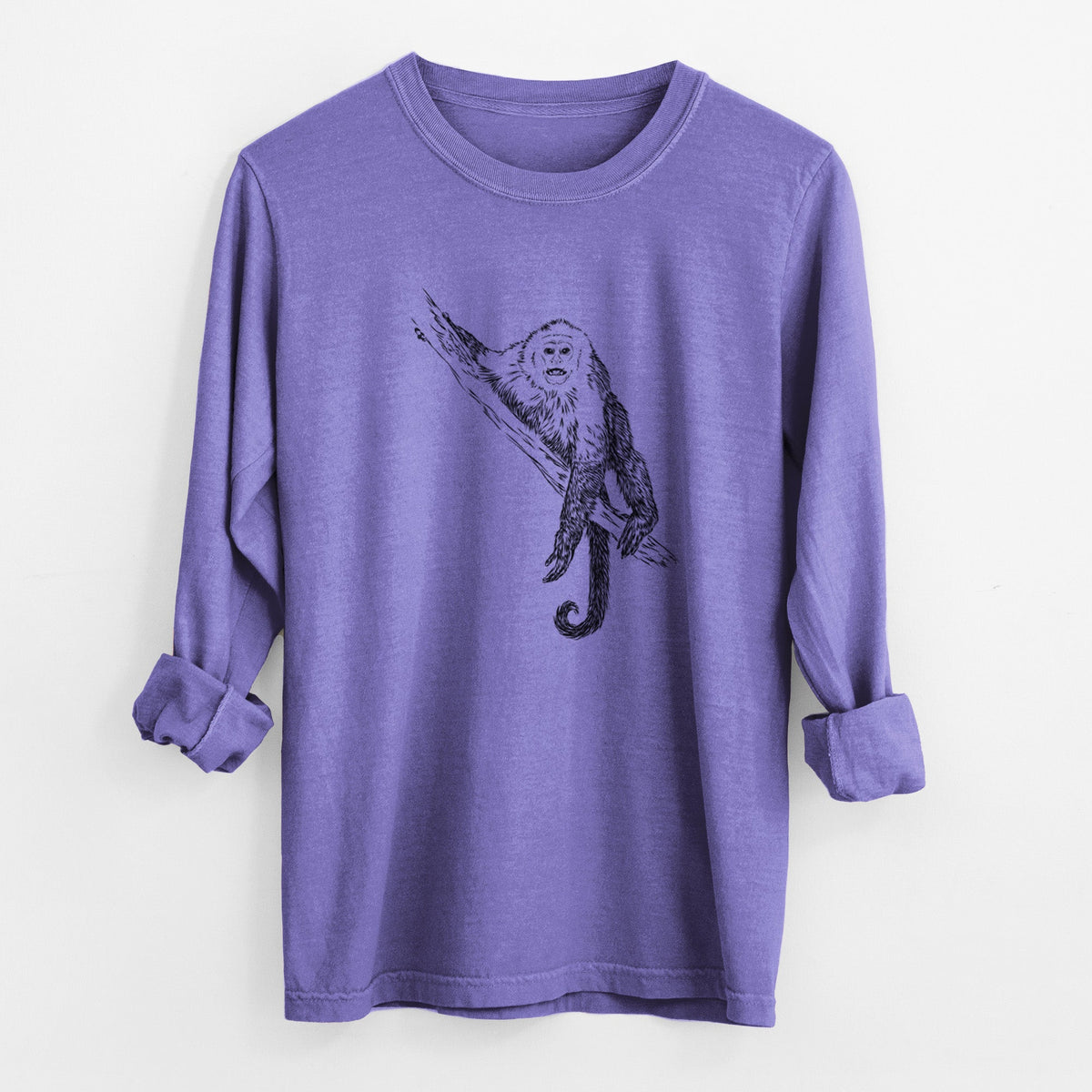 Capuchin Monkey - Cebus imitator - Unisex Comfort Colors 100% Cotton Long Sleeve