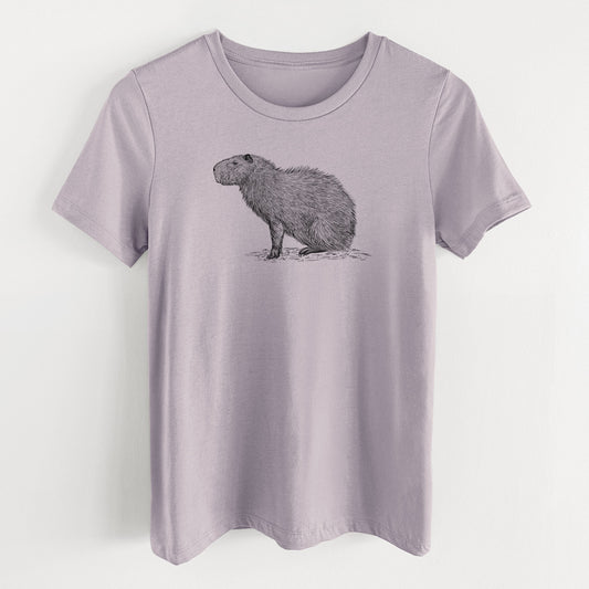 Capybara Profile - Hydrochoerus hydrochaeris - Women's Lightweight Relaxed Fit 100% Cotton Crewneck