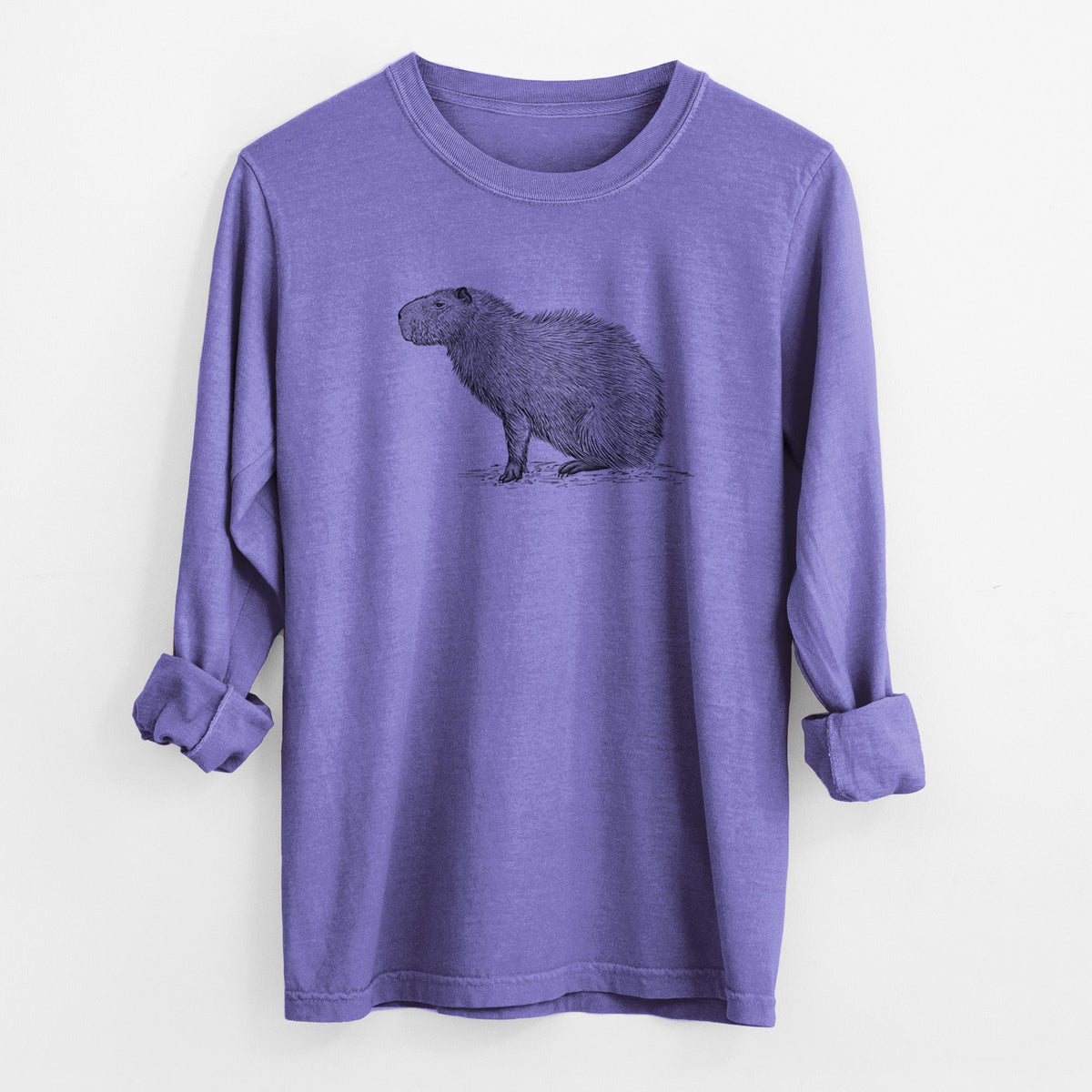 Capybara Profile - Hydrochoerus hydrochaeris - Unisex Comfort Colors 100% Cotton Long Sleeve