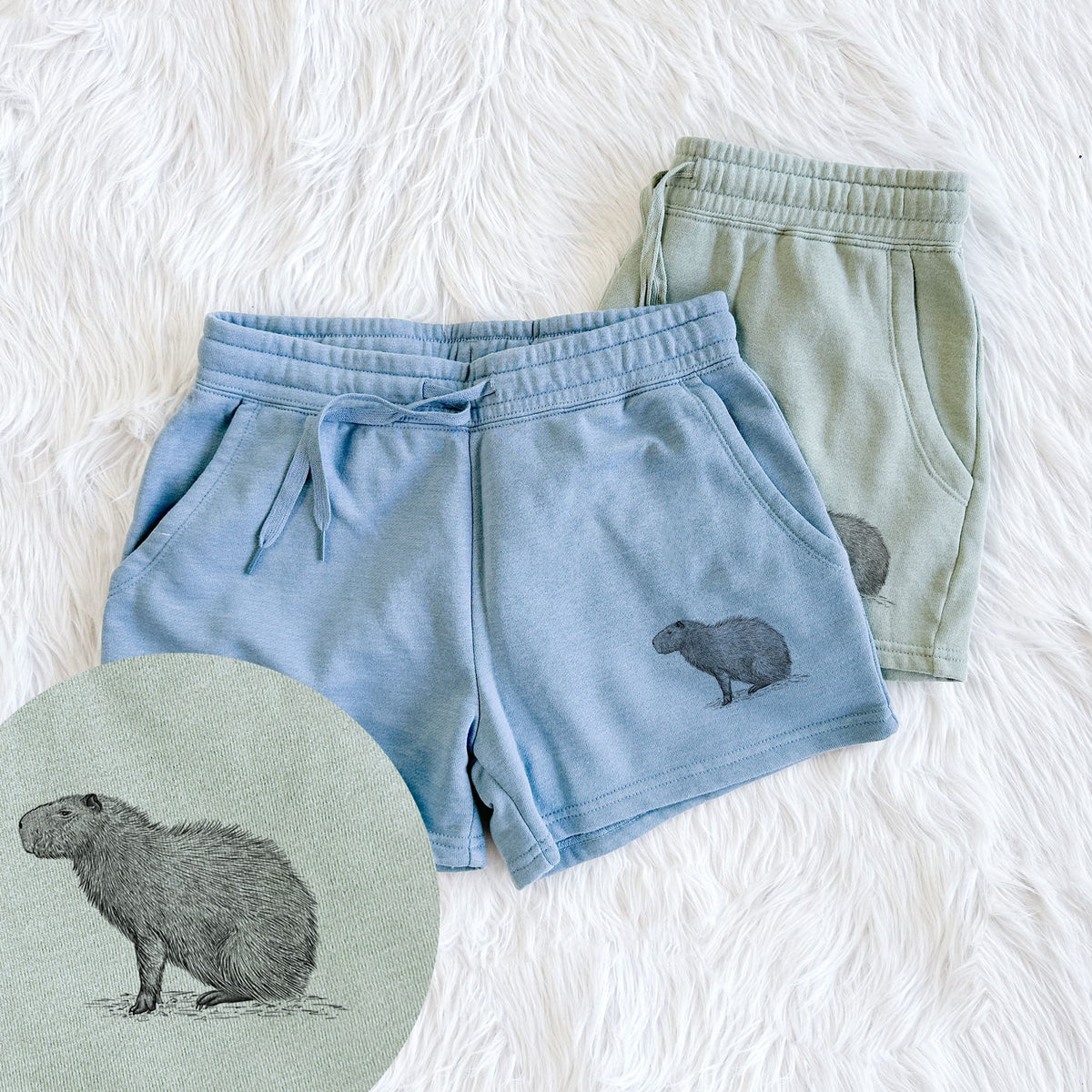 Capybara Profile - Hydrochoerus hydrochaeris - Women's Cali Wave Shorts