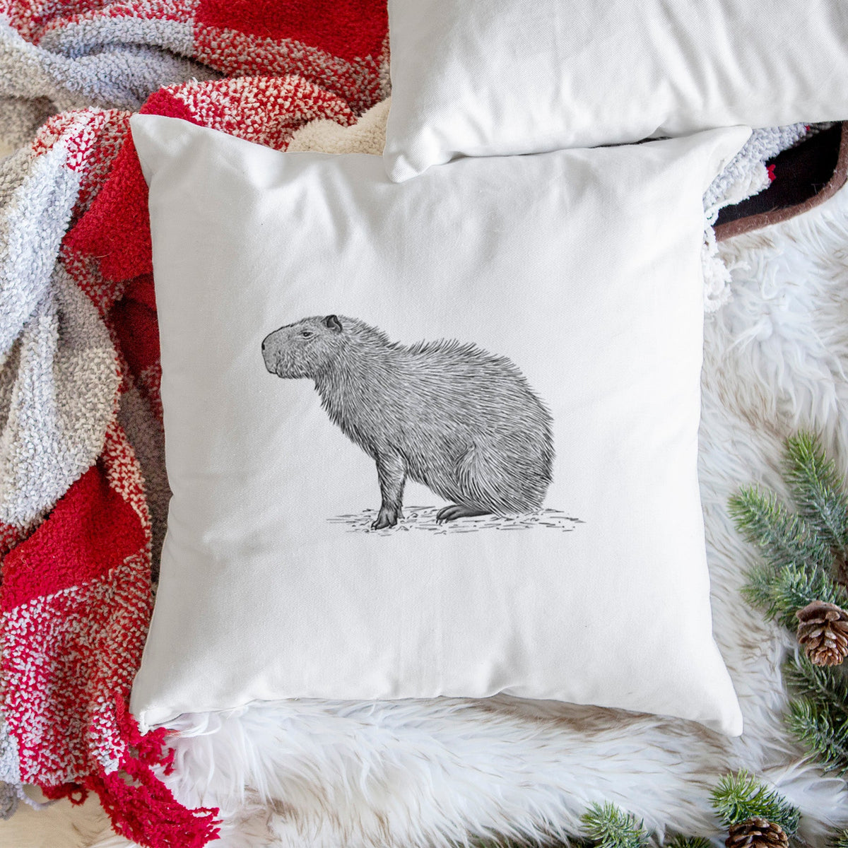 Capybara Profile - Hydrochoerus hydrochaeris - Throw Pillow Cover