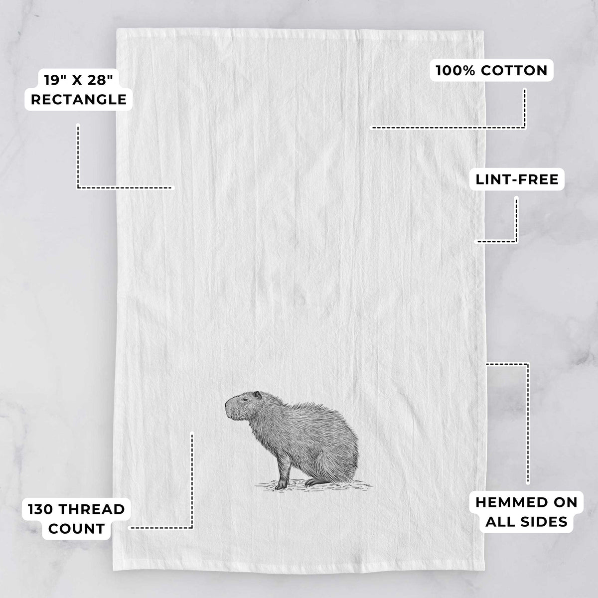 Capybara Profile - Hydrochoerus hydrochaeris Tea Towel