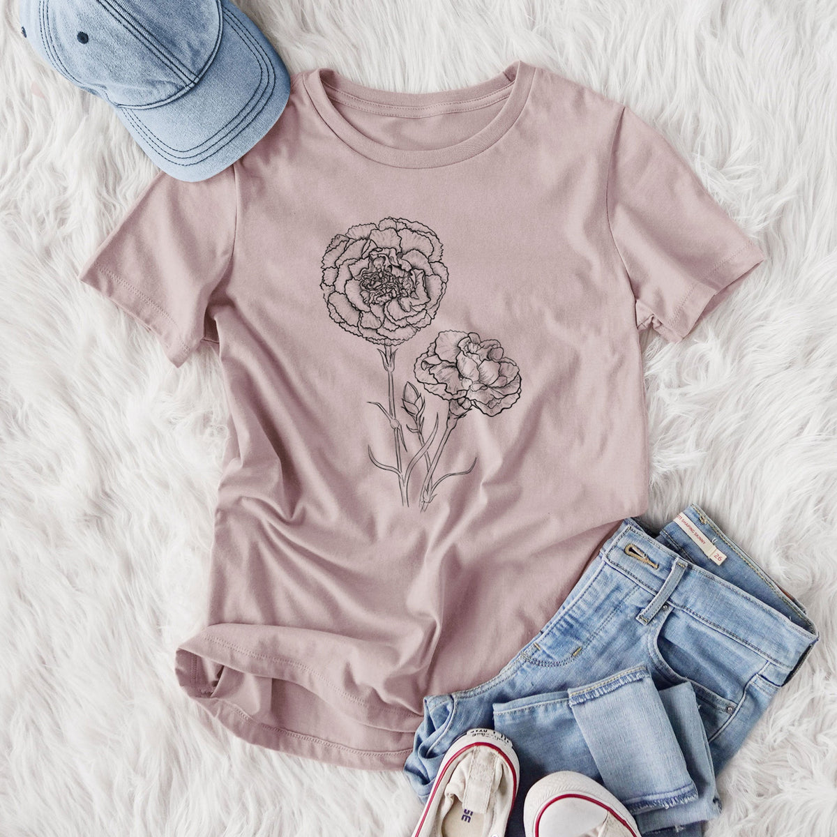 Carnations - Dianthus caryophyllus - Women's Lightweight Relaxed Fit 100% Cotton Crewneck