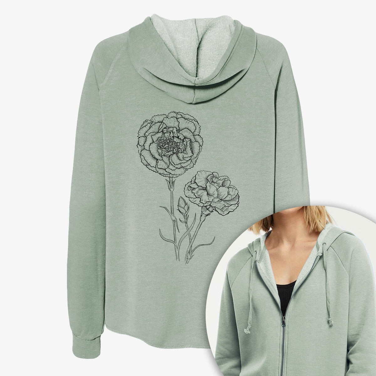 Carnations - Dianthus caryophyllus - Women's Cali Wave Zip-Up Sweatshirt