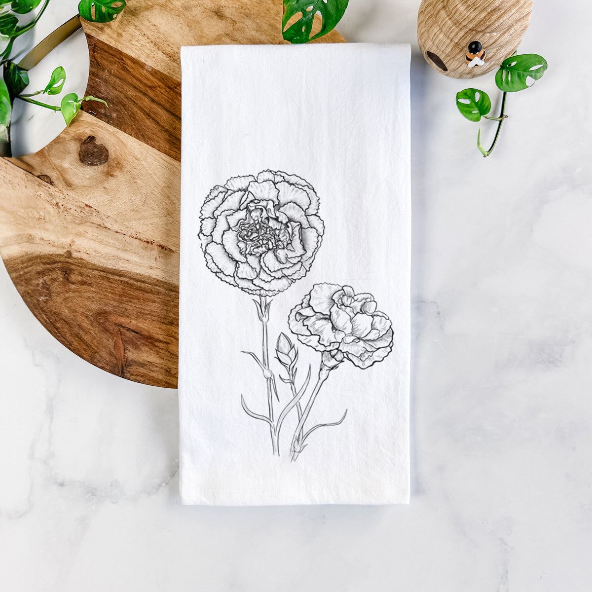 Carnations - Dianthus caryophyllus Tea Towel