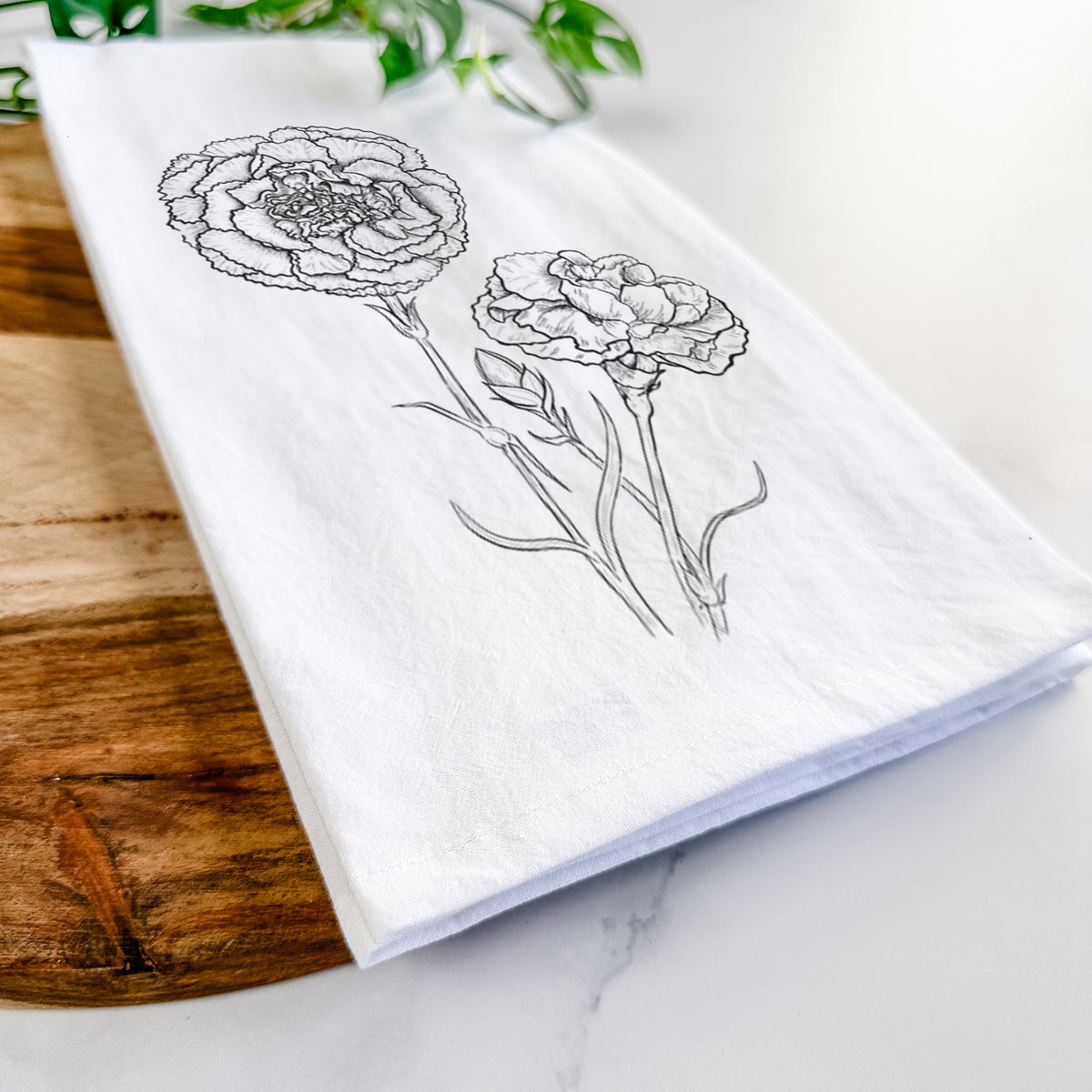Carnations - Dianthus caryophyllus Tea Towel