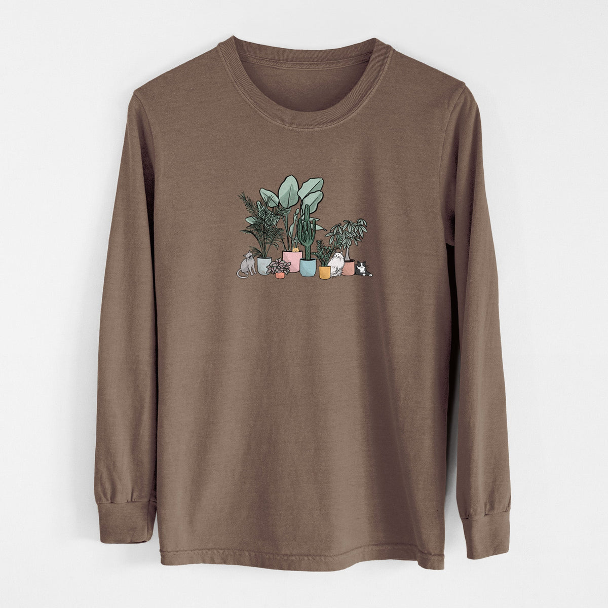 Cats and Plants - Unisex Comfort Colors 100% Cotton Long Sleeve