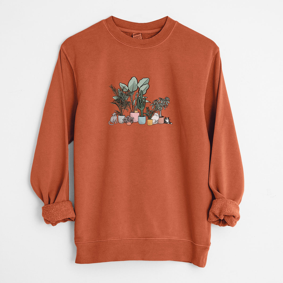 Cats and Plants - Unisex Pigment Dyed Crew Sweatshirt