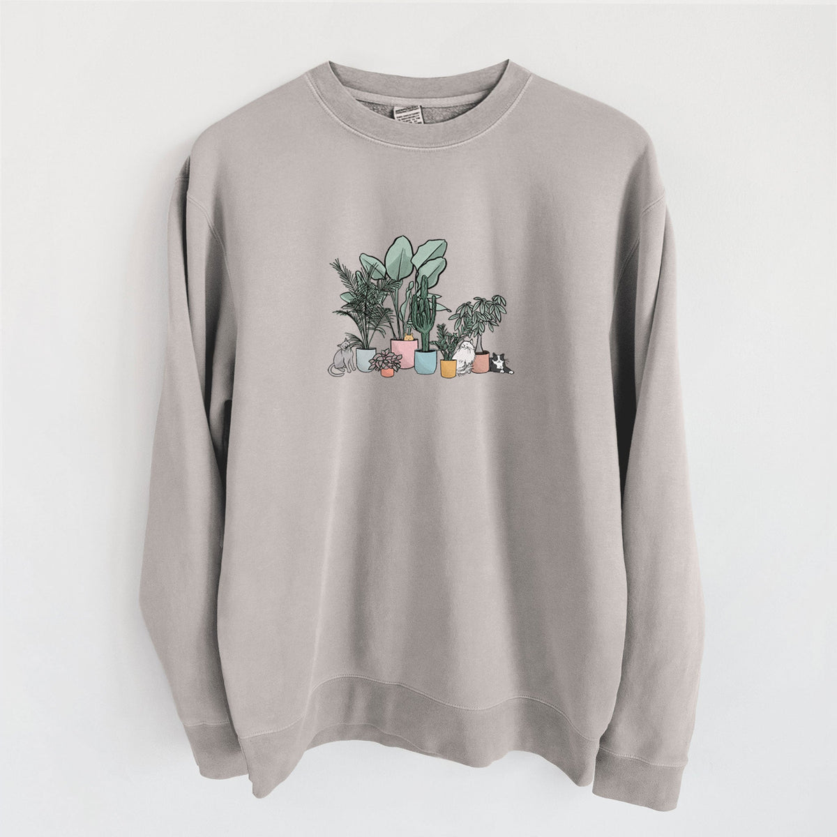 Cats and Plants - Unisex Pigment Dyed Crew Sweatshirt