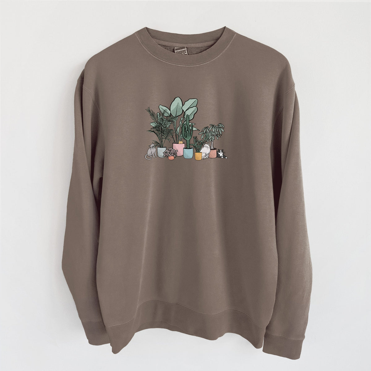 Cats and Plants - Unisex Pigment Dyed Crew Sweatshirt