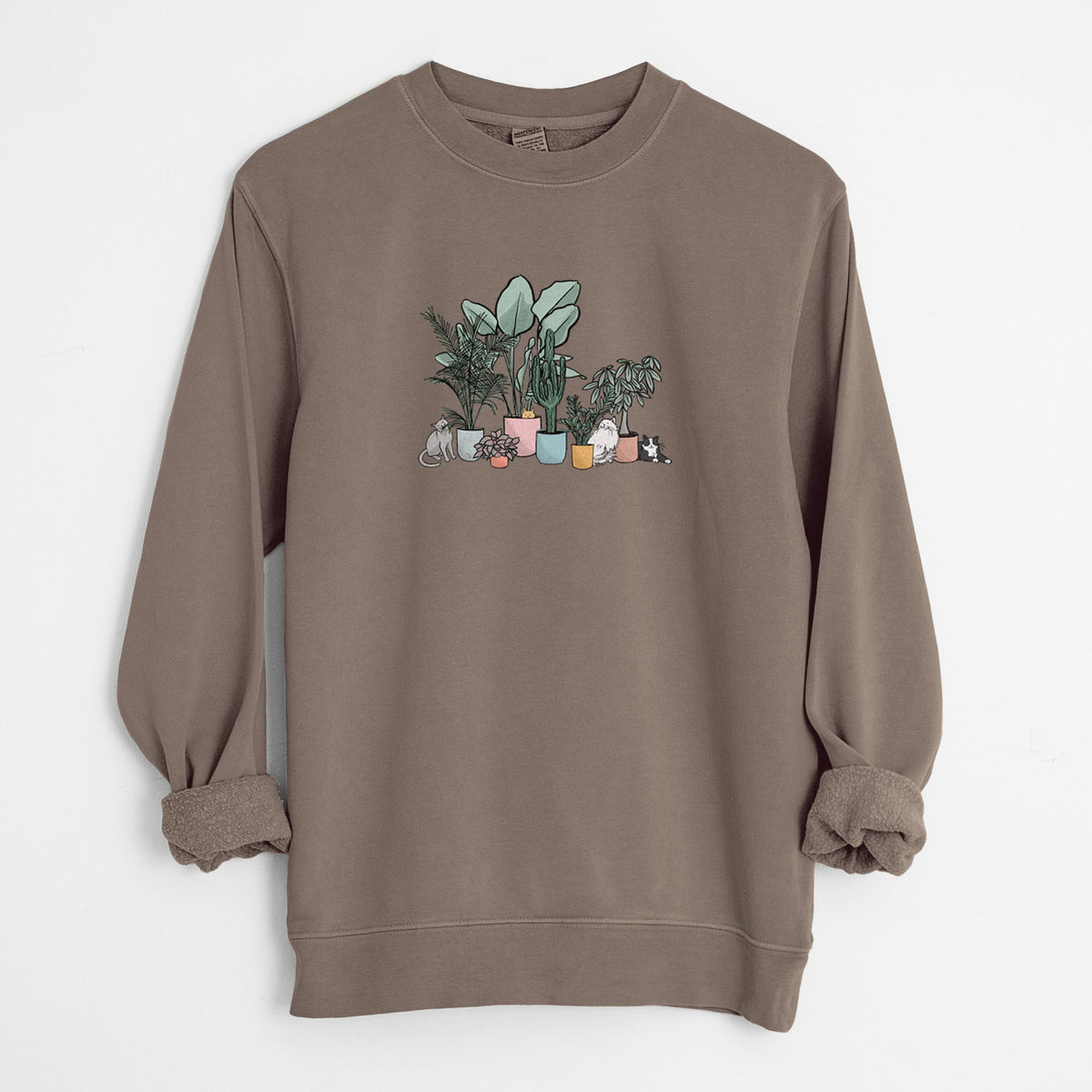 Cats and Plants - Unisex Pigment Dyed Crew Sweatshirt