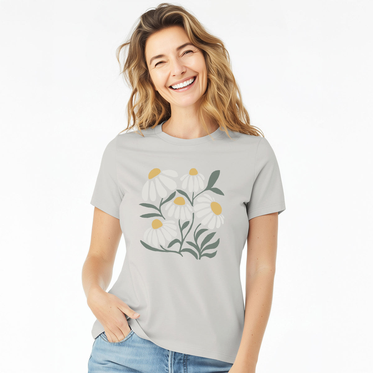 Chamomile Vibes - Women's Lightweight Relaxed Fit 100% Cotton Crewneck