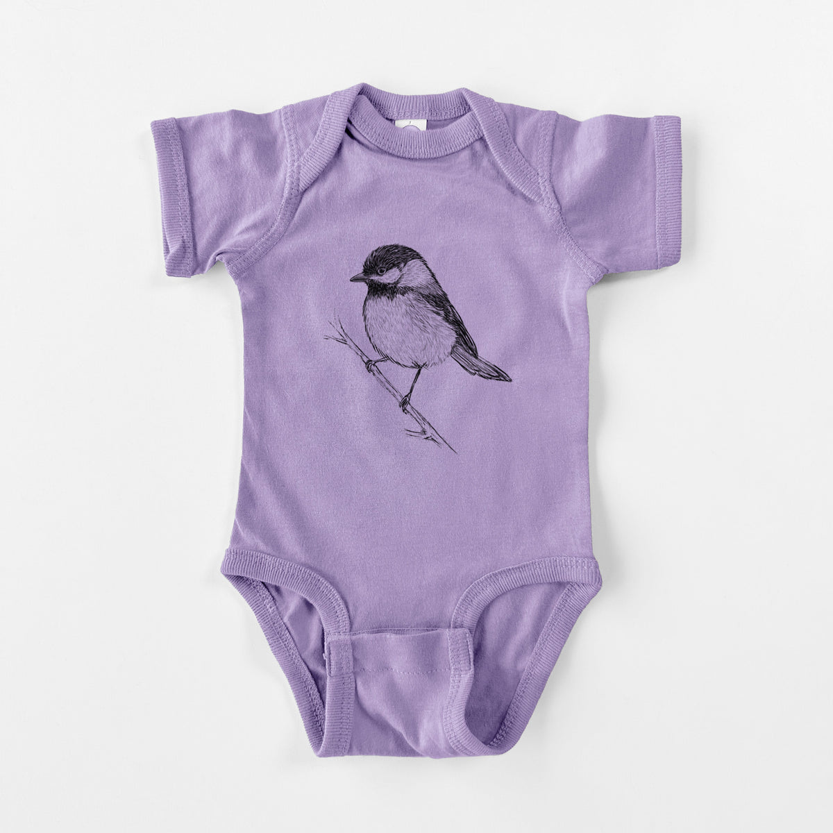 Black-capped Chickadee - Poecile atricapillus - Baby Fine Jersey Bodysuit