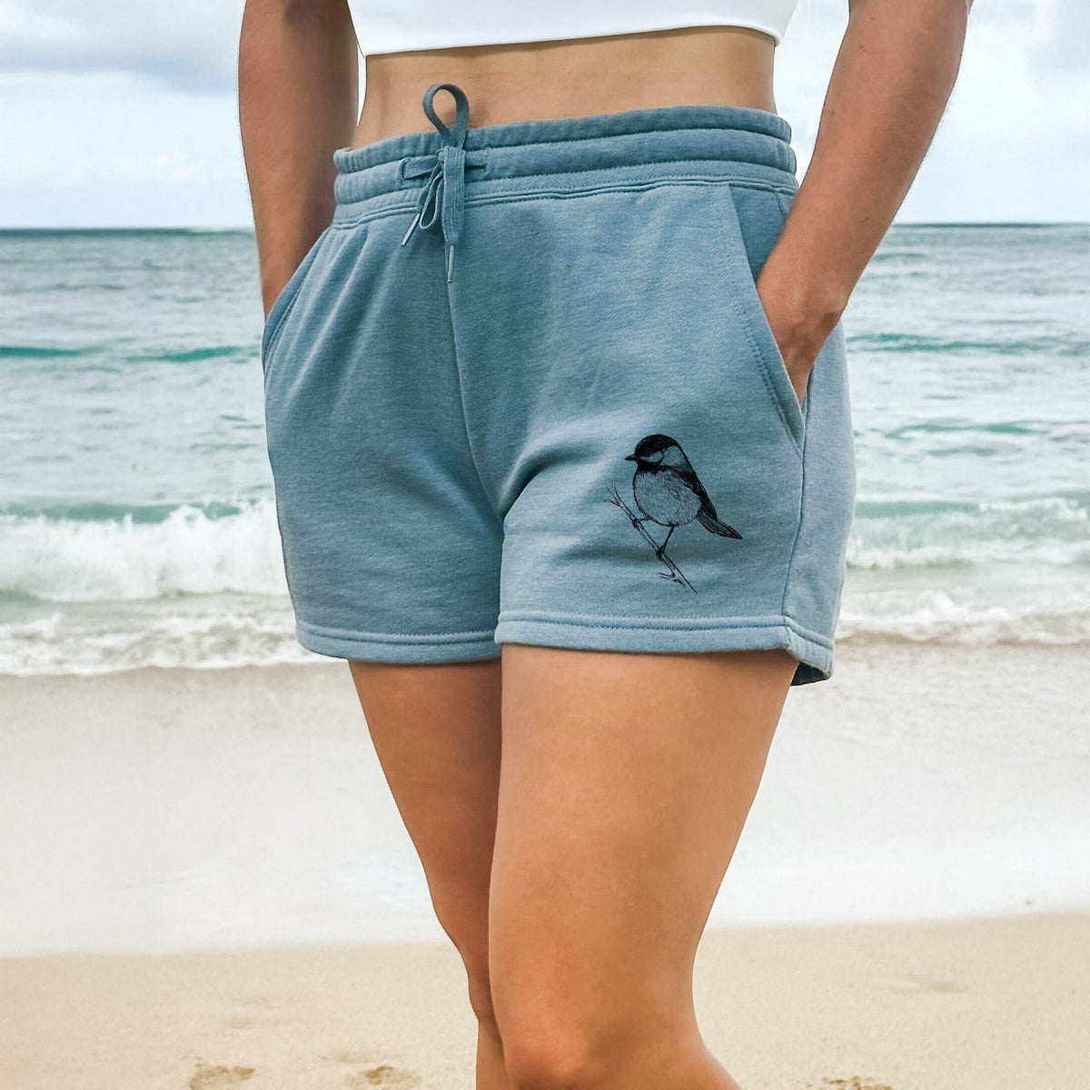 Black-capped Chickadee - Poecile atricapillus - Women's Cali Wave Shorts