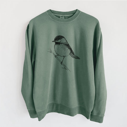 Black-capped Chickadee - Poecile atricapillus - Unisex Pigment Dyed Crew Sweatshirt