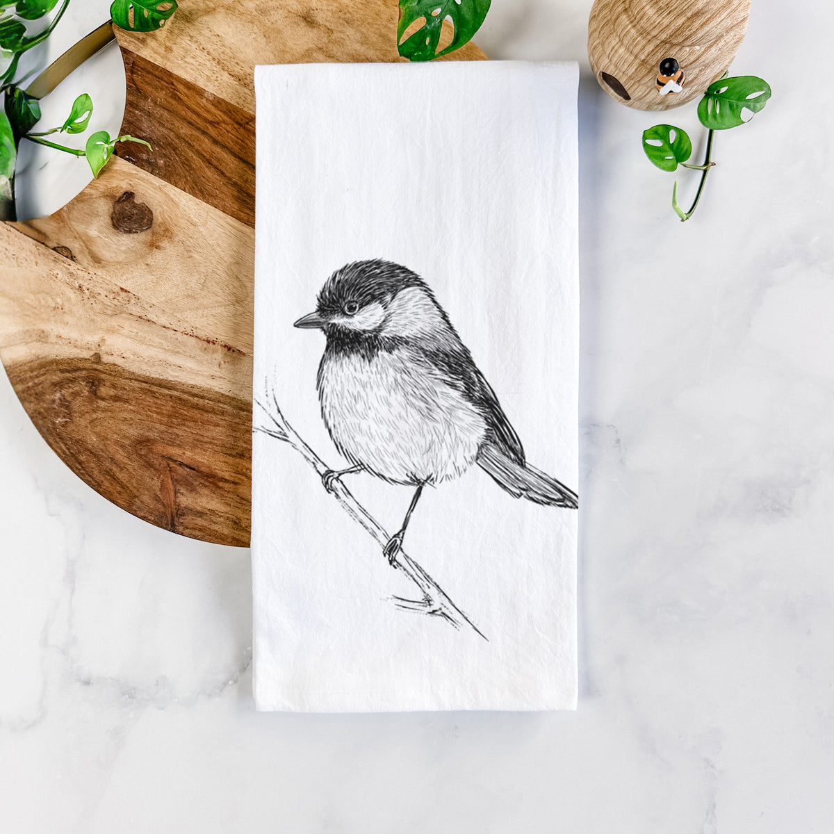 Black-capped Chickadee - Poecile atricapillus Tea Towel