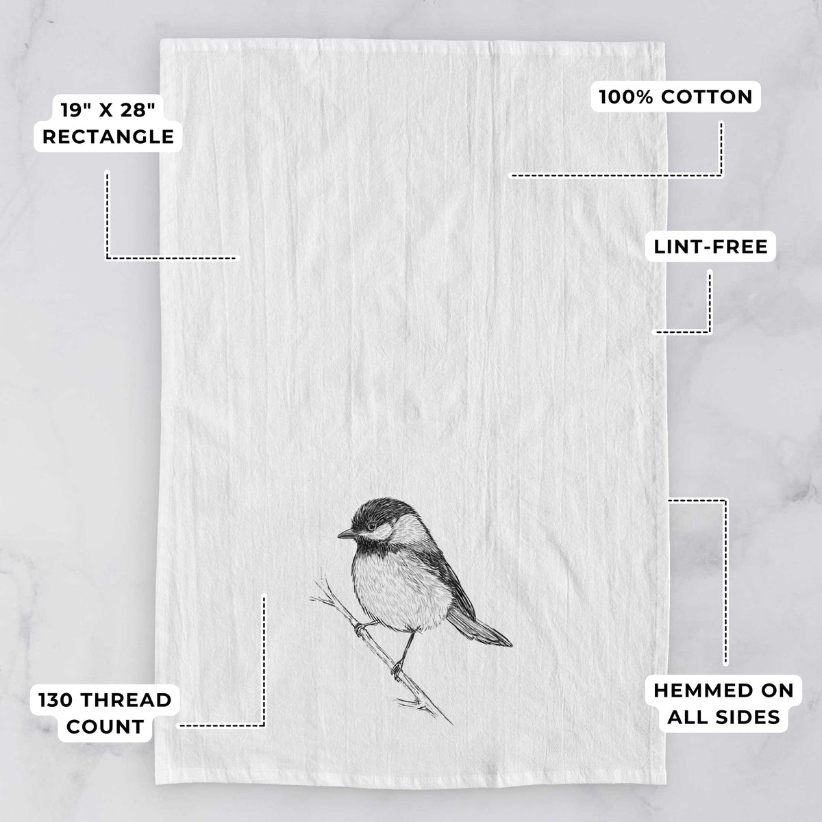 Black-capped Chickadee - Poecile atricapillus Tea Towel