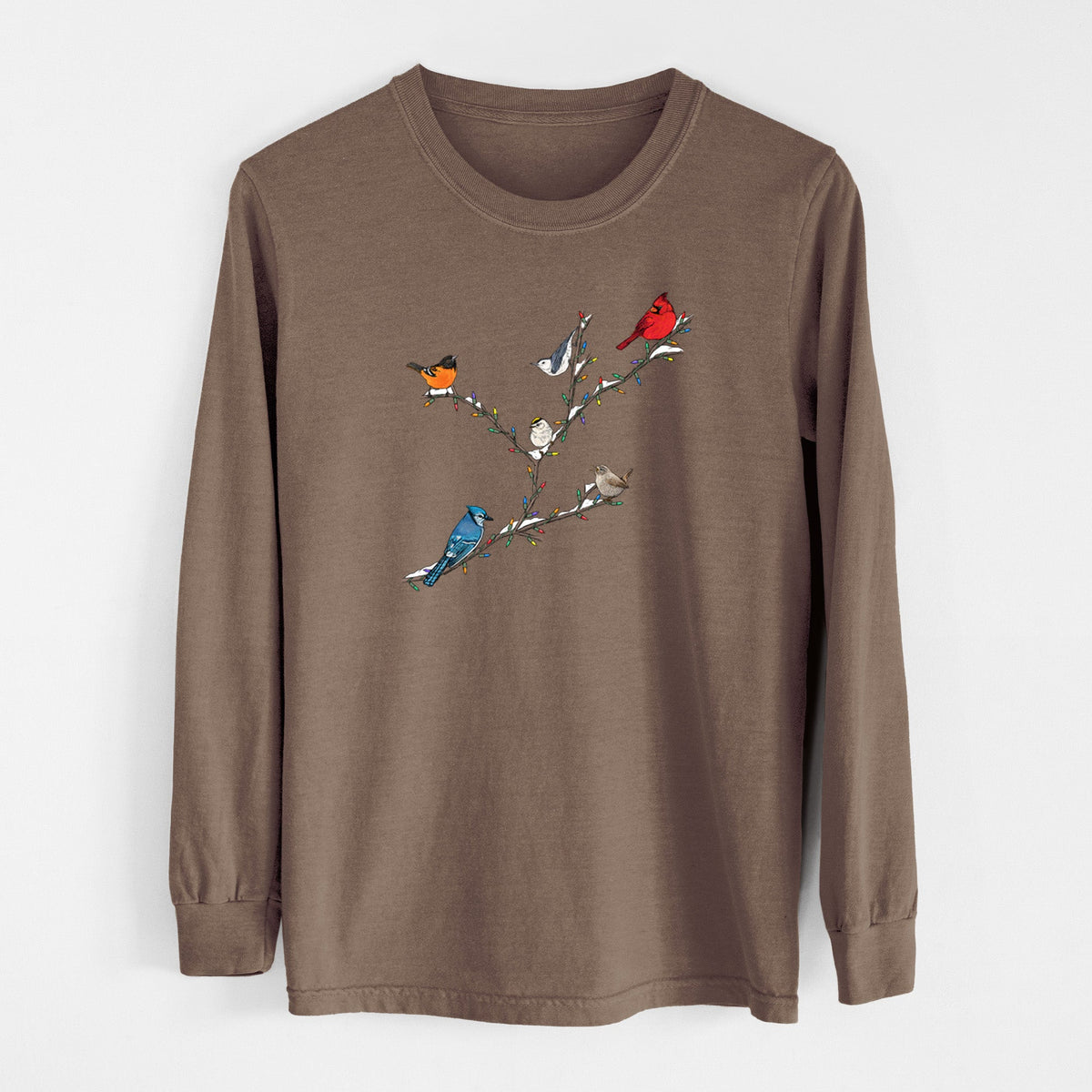 Christmas Backyard Birds - Unisex Comfort Colors 100% Cotton Long Sleeve
