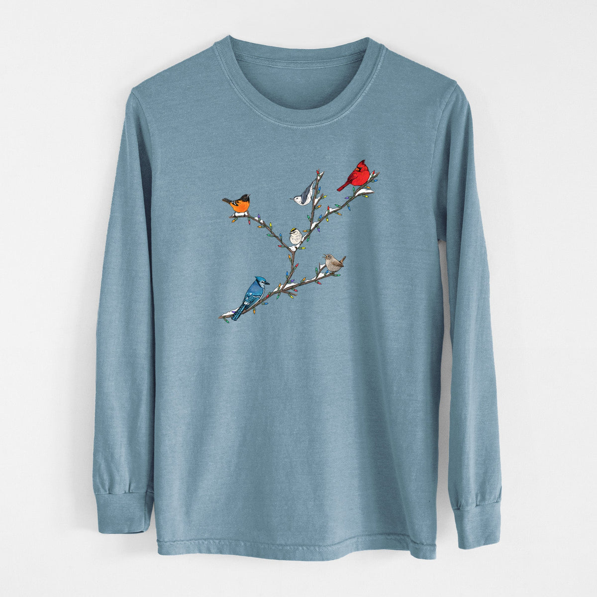 Christmas Backyard Birds - Unisex Comfort Colors 100% Cotton Long Sleeve