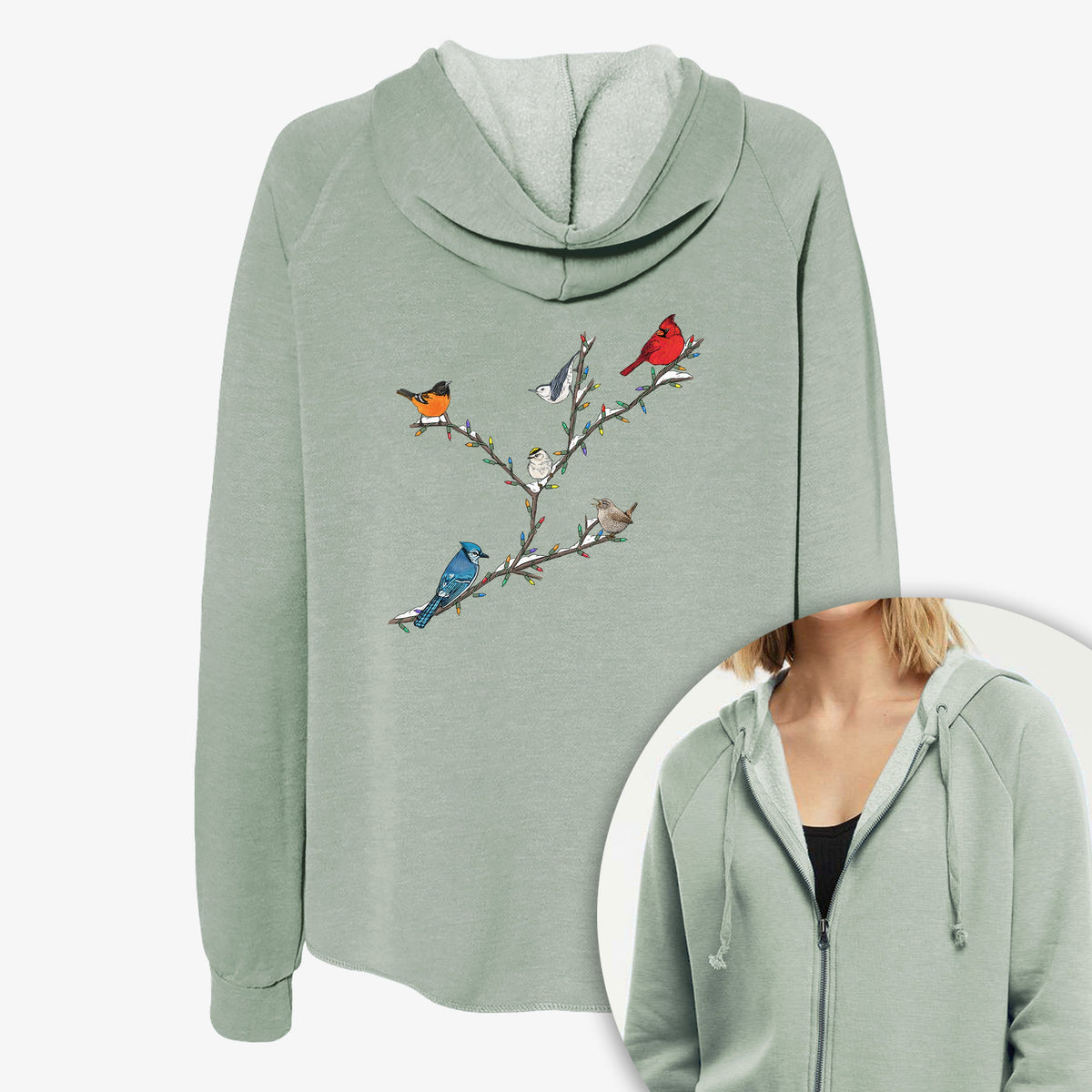 ChristmasBirds - Women's Cali Wave Zip-Up Sweatshirt