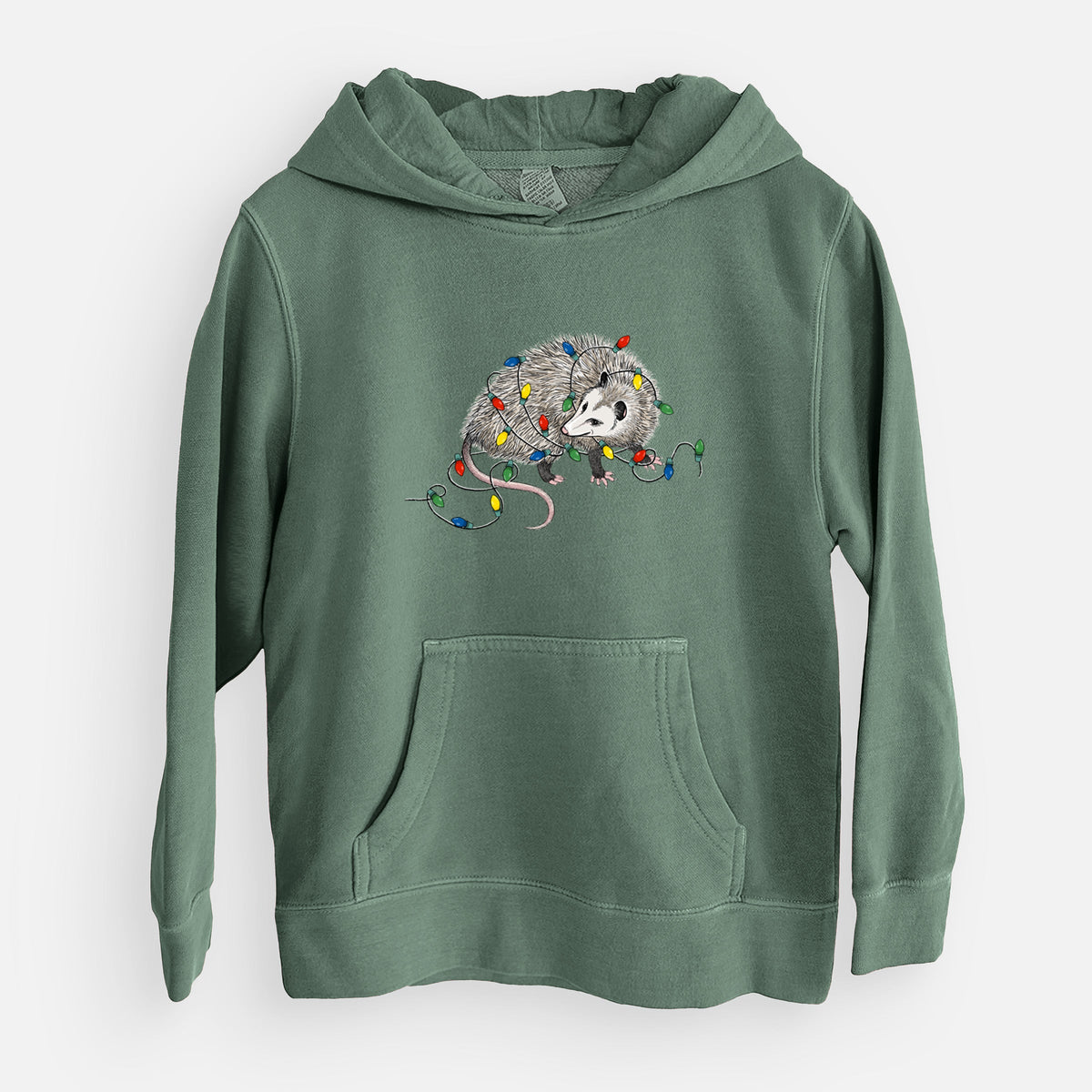 Christmas Opossum - Youth Pigment Dyed Hoodie