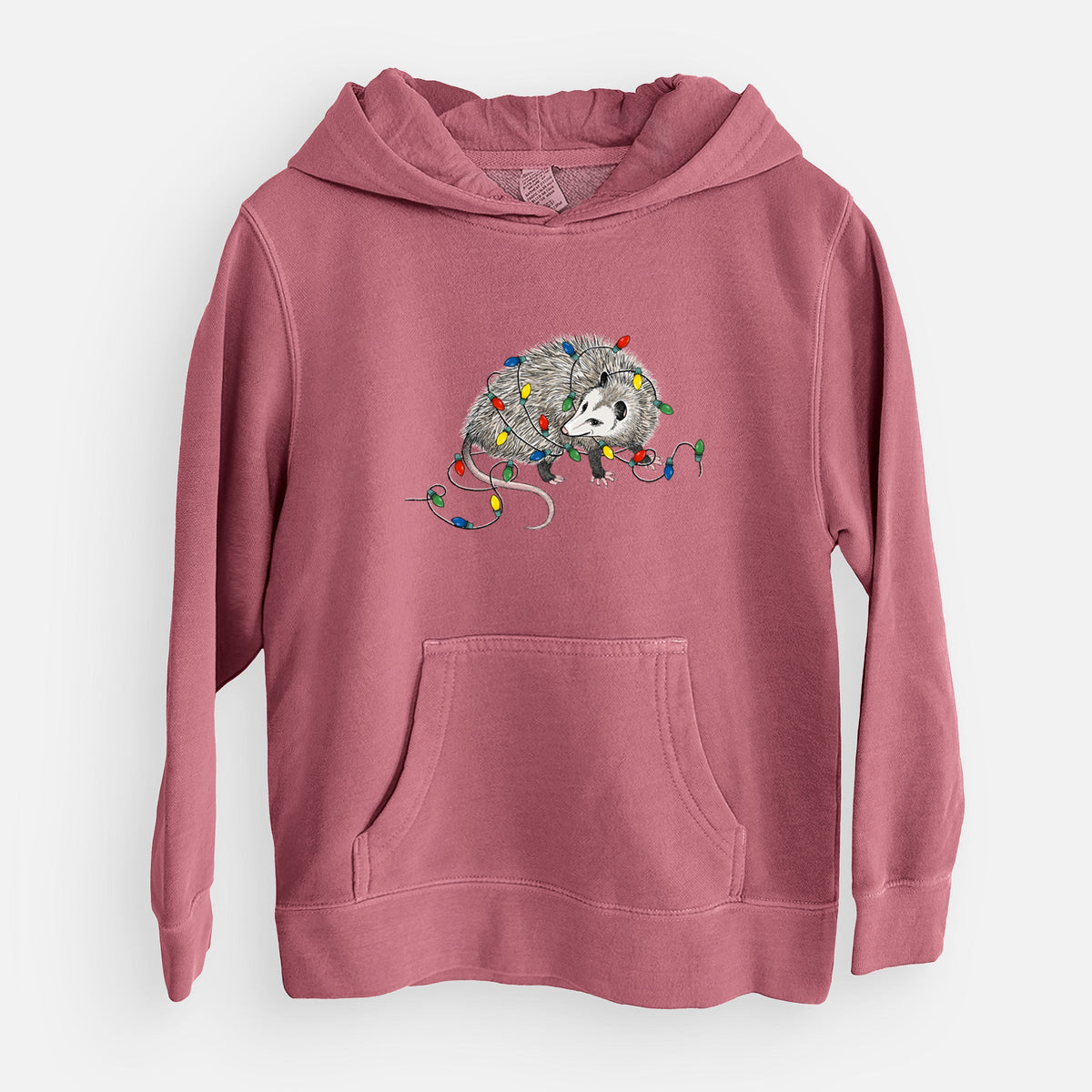 Christmas Opossum - Youth Pigment Dyed Hoodie