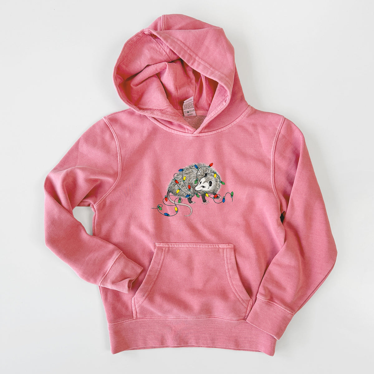 Christmas Opossum - Youth Pigment Dyed Hoodie