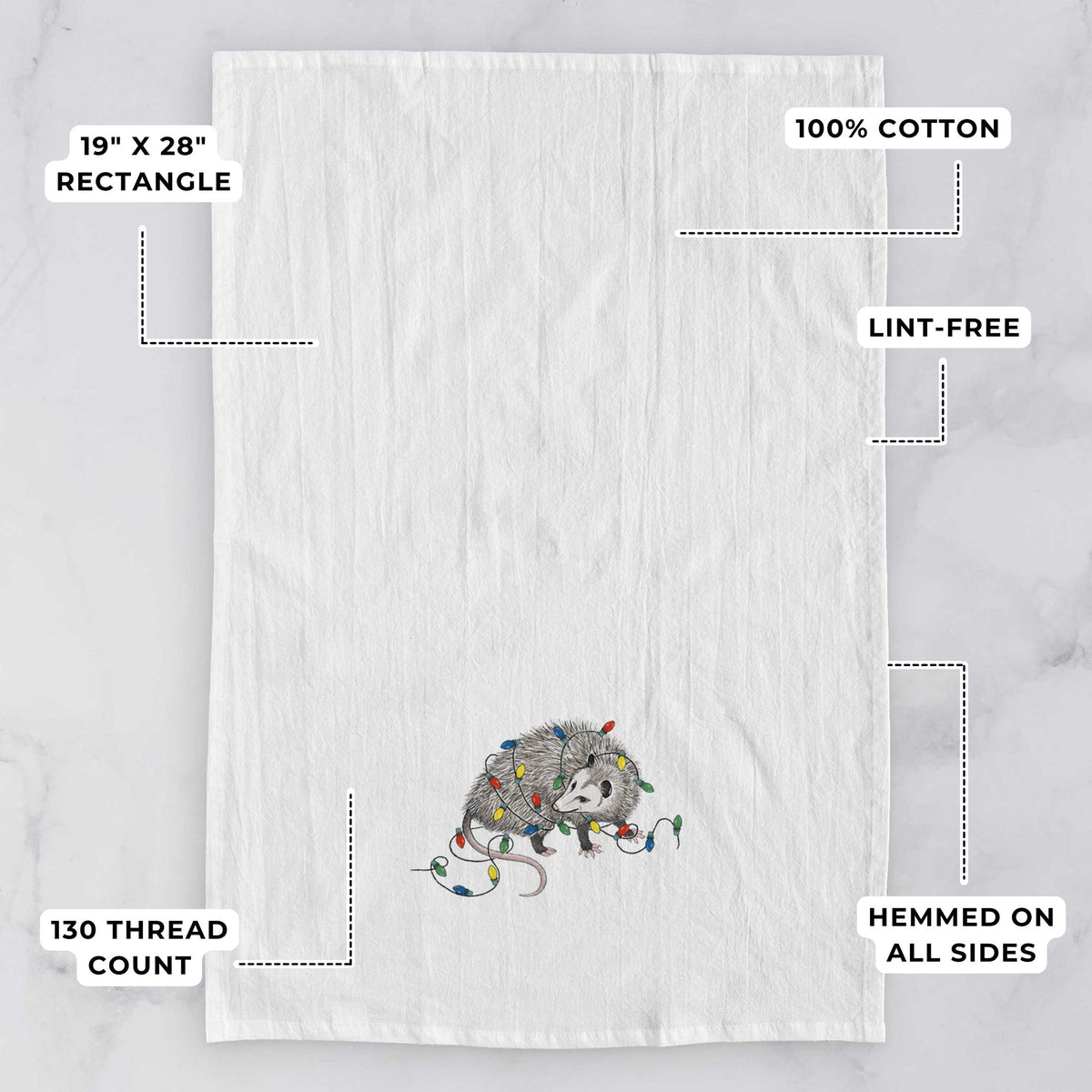 Christmas Opossum Tea Towel