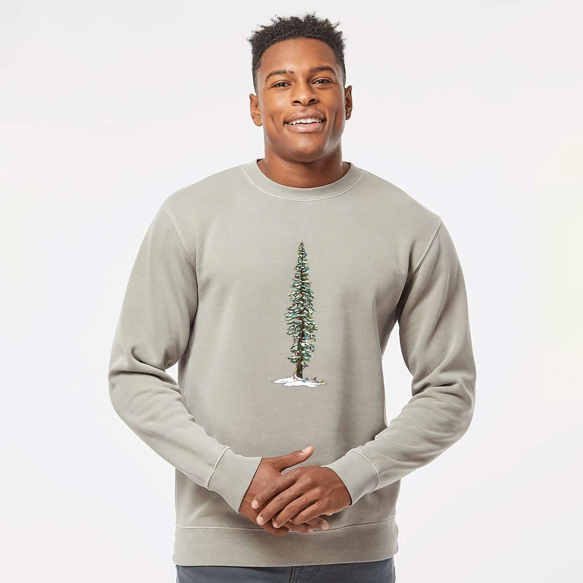 Christmas Redwood Tree - Unisex Pigment Dyed Crew Sweatshirt