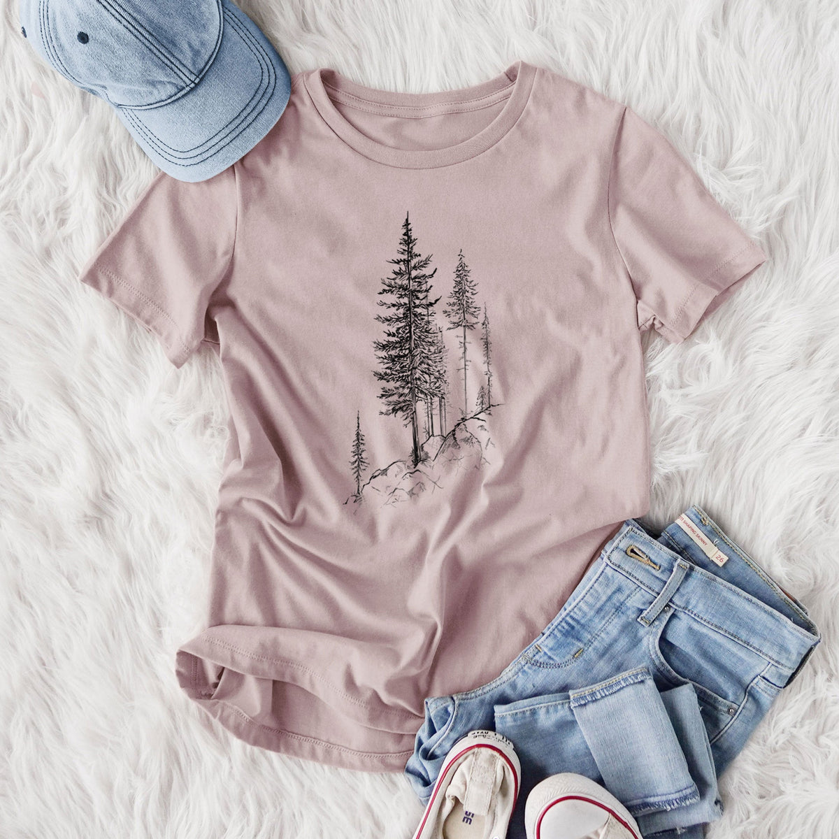 Cliffside Pines - Women's Lightweight Relaxed Fit 100% Cotton Crewneck