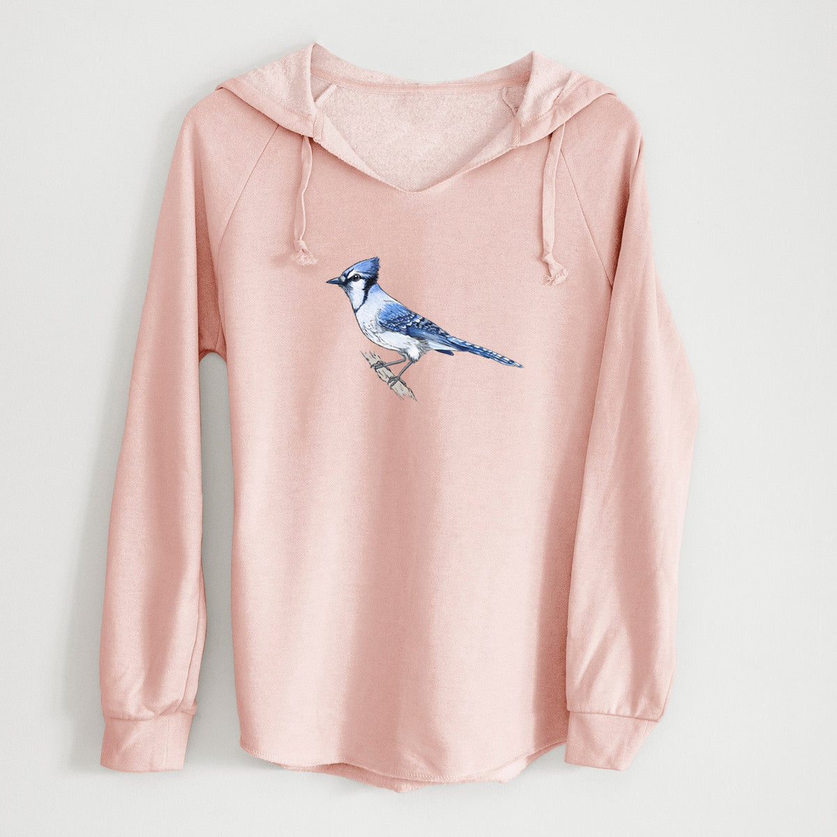 Vibrant Blue Jay - Cyanocitta cristata - Cali Wave Hooded Sweatshirt