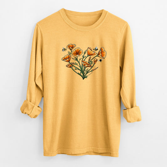 Color California Poppy Heart - Unisex Comfort Colors 100% Cotton Long Sleeve