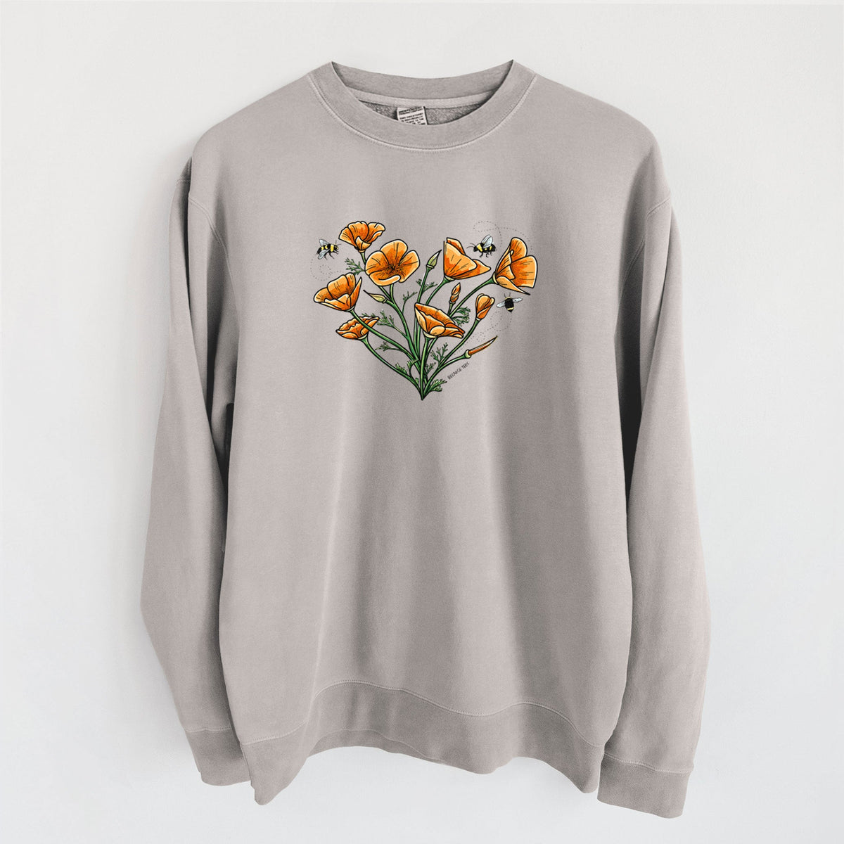 Color California Poppy Heart - Unisex Pigment Dyed Crew Sweatshirt