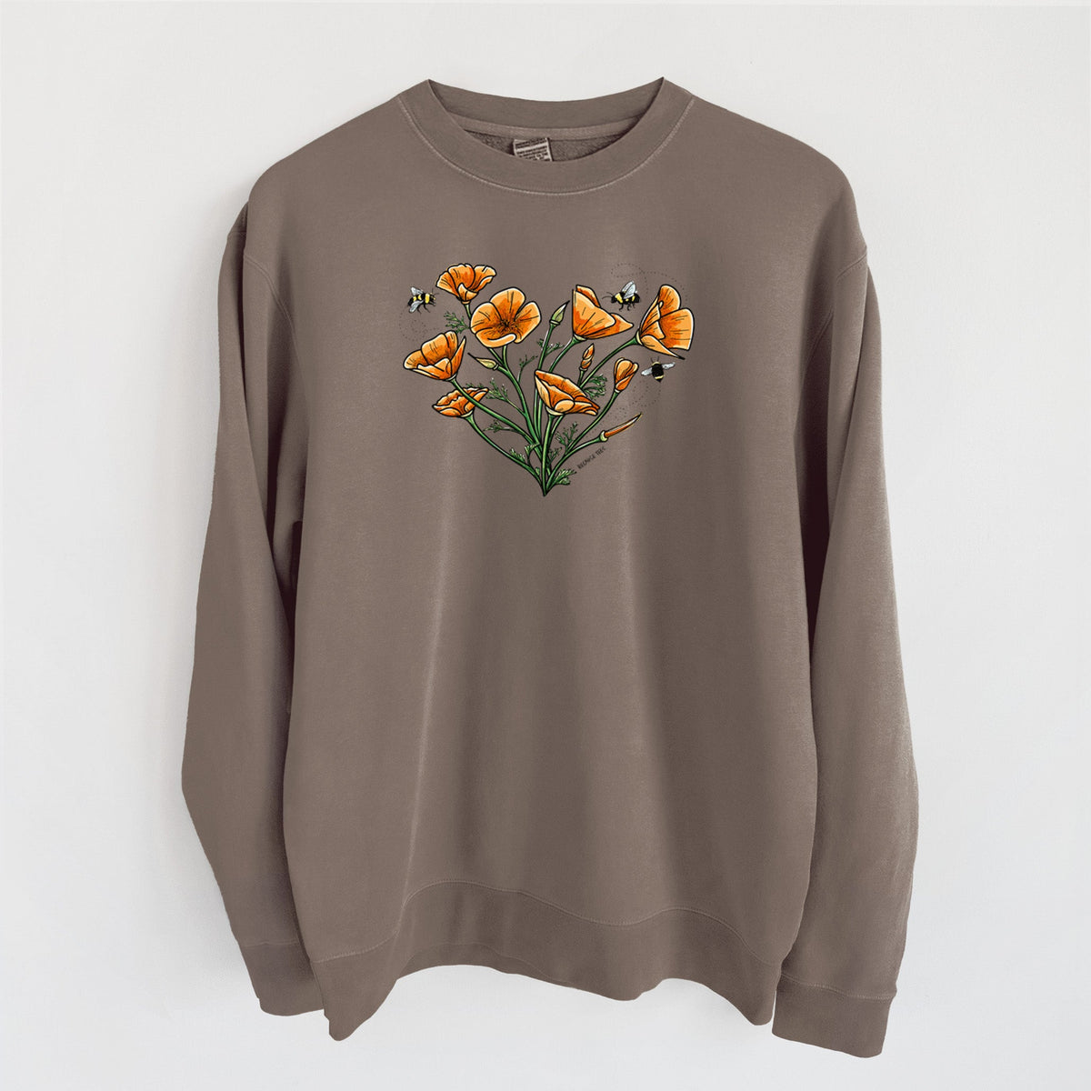 Color California Poppy Heart - Unisex Pigment Dyed Crew Sweatshirt