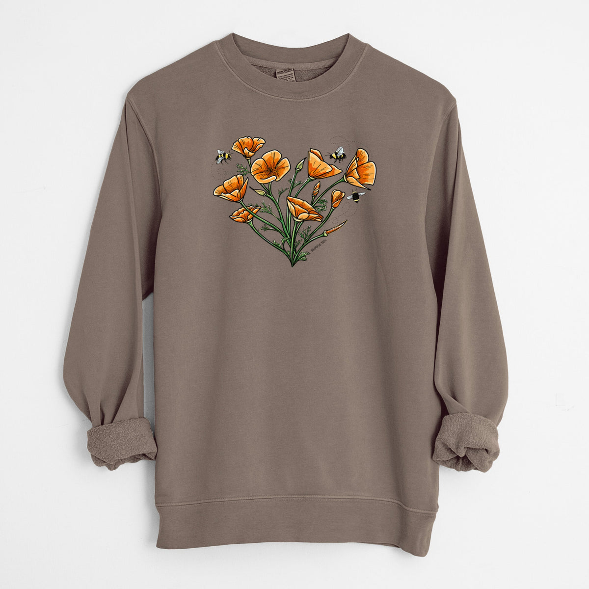 Color California Poppy Heart - Unisex Pigment Dyed Crew Sweatshirt