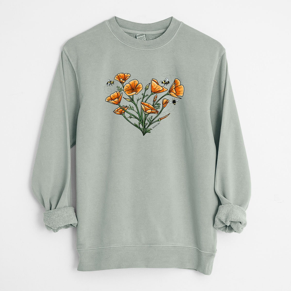 Color California Poppy Heart - Unisex Pigment Dyed Crew Sweatshirt