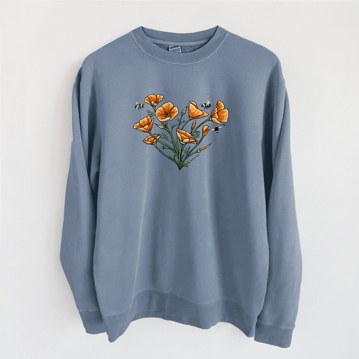 Color California Poppy Heart - Unisex Pigment Dyed Crew Sweatshirt